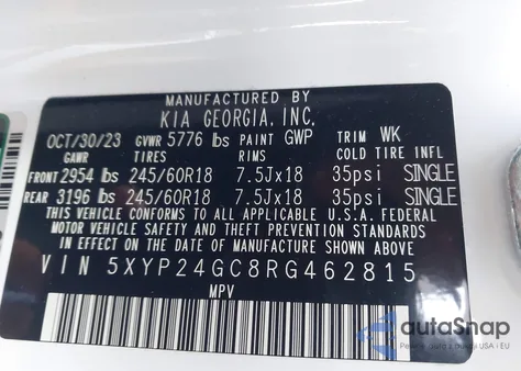 2024 Kia Telluride Lx z USA, uszkodzony, nr VIN 5XYP24GC8RG462815